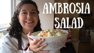 Ambrosia Salad Recipe (with sour cream)   featuring my mom!