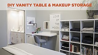 This vanity station by house counselor laurie march takes advantage of
a cluttered corner in small bedroom. it features fold-down countertop
and cabine...