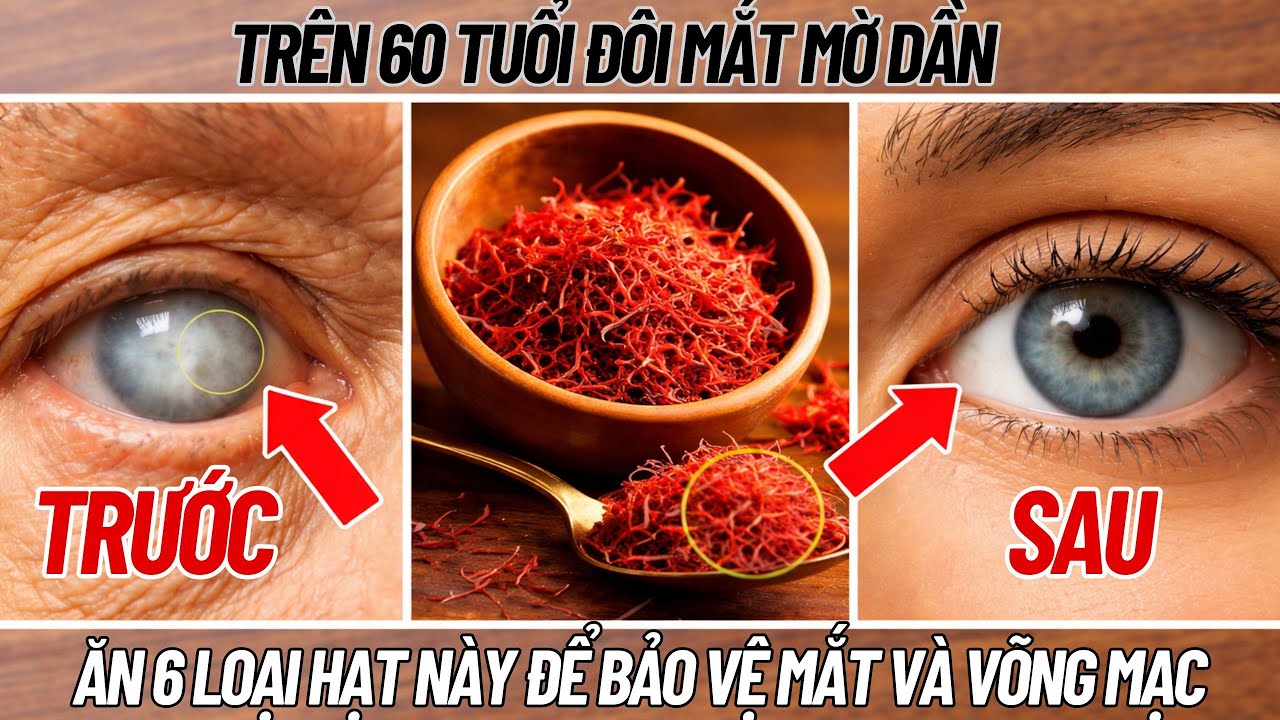 Trên 60 tuổi? Ăn 6 LOẠI HẠT NÀY để bảo vệ Mắt và Võng Mạc một cách tự nhiên Giúp Mắt Sáng Đến Già!