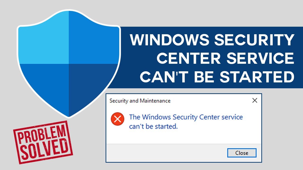 [SOLVED] Windows Security Centre Service Cannot be Started YouTube