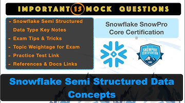 Semi Structure Data Concepts Snowflake | Sample Questions | SnowPro Certification