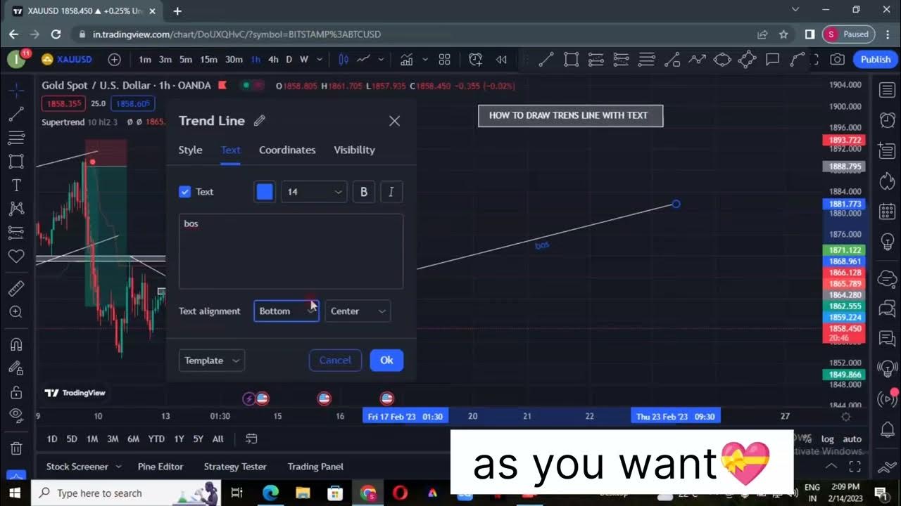 HOW TO DRAW TEXT TRENDLINE IN TRADINGVIEW.... YouTube