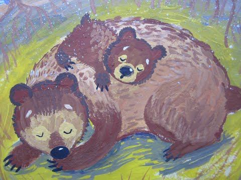 Сладкий сон//Рисуем медведей в берлоге