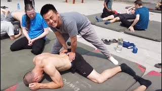 STRETCHING - Classes at Qufu Shaolin Kung Fu School - CHINA
