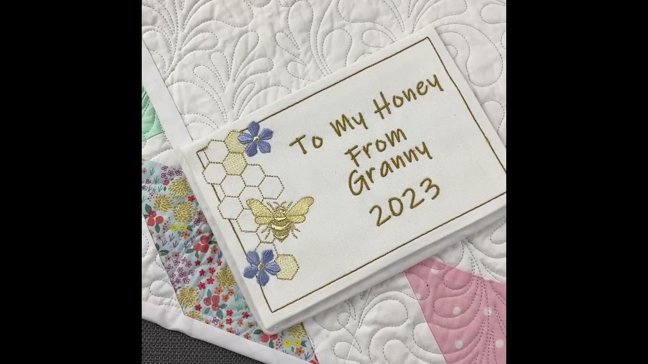 How to Make a Quilt Label with an Embroidery Machine, and how to sew it  onto your quilt 