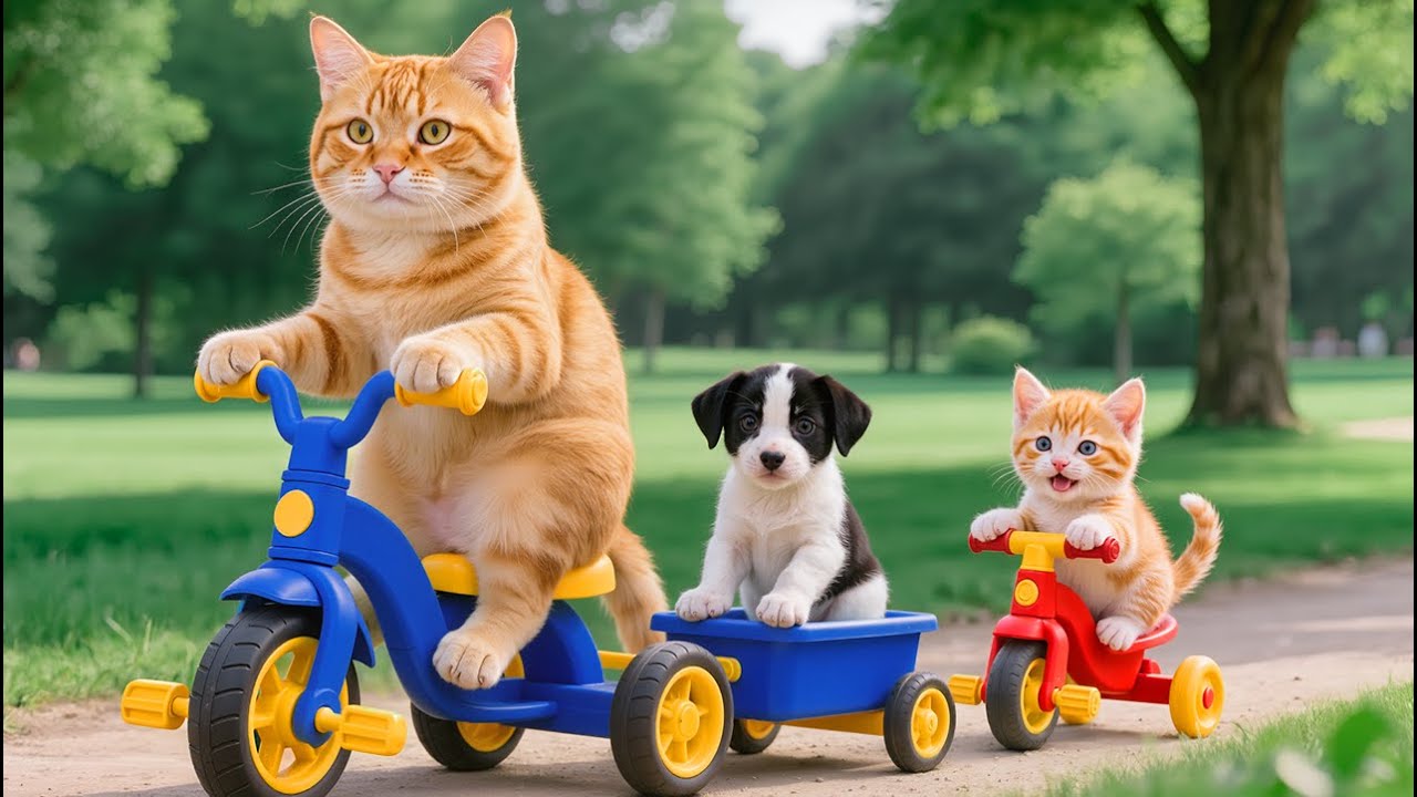 Mama Cat Rescues an Abandoned Puppy and Cooks Crispy Fried Chicken to Care for Him 🐱🐶🍗