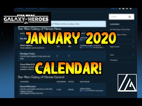 January 2020 SWGOH Calendar | Star Wars: Galaxy of Heroes