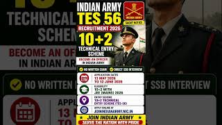 Indian Army TES 56 Recruitment 2026  - Apply Online for 10+2 Technical Entry Scheme #governmentjobs