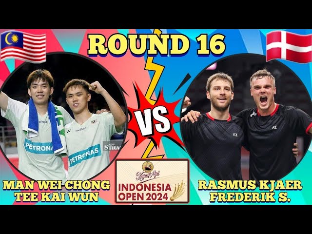 (R16)🇲🇾Man Wei Chong-Tee Kai Wun 🆚️ 🇩🇰Rasmus Kjær-Frederik Søgaard🔥‼️#indonesiaopen2024 class=