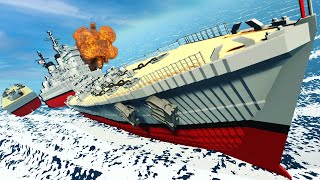Tsunami Destroys Massive Battleship! - (Stormworks Sinking Ship Survival) screenshot 5
