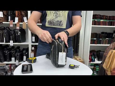 Чоловіча міні сумка через плече із фактурної шкіри Newery N5010FA video