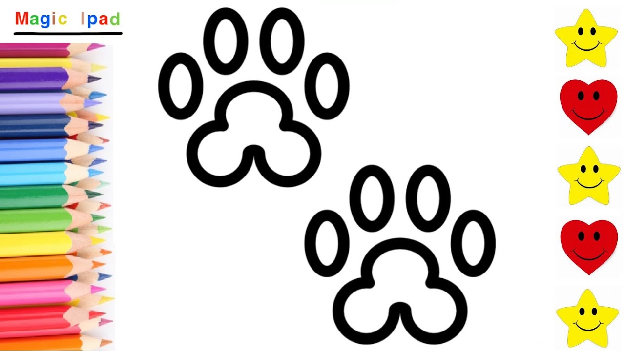 Como dibujar HUELLAS DE PERRO, dibujos para niños 💓⭐ How to draw DOG PAWS