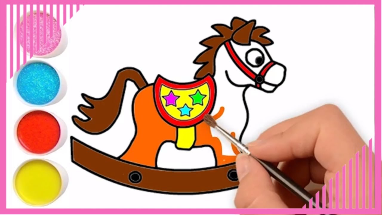  menggambar  dan mewarnai mainan kuda  rocking horse YouTube