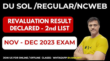 DU Revaluation Result Declared 2nd List SOL/REGULAR/NCWEB | DU Revaluation Result Nov Dec 2023 Exam