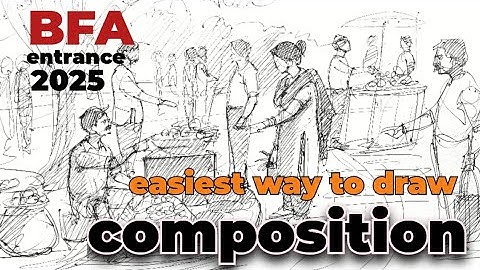 Bfa entrance exam preparation 2025 || how to draw composition || figure drawing tutorial ||