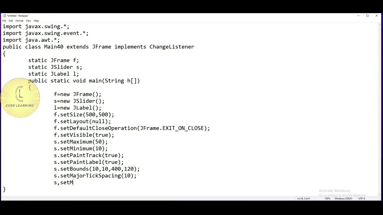 Java | Swing class 'JSlider - add ChangeListener' | CodeLearning - YouTube