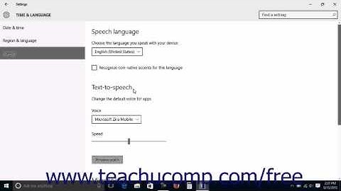 Windows 10 Tutorial Speech Settings Microsoft Training