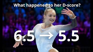 What happened to Sabrina Voinea's Beam Score in Team final?