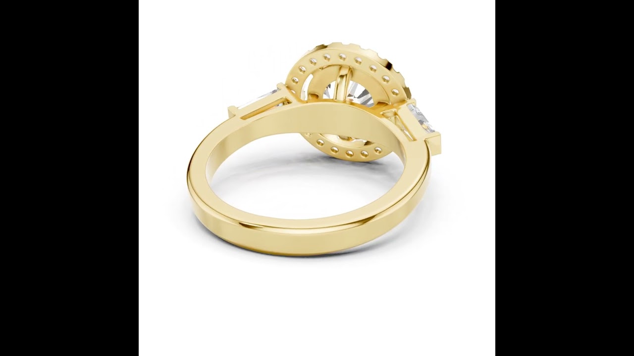 Three-Stone Style Round Diamond Halo Ring