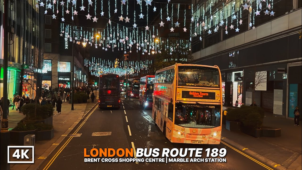 Точка обзора поездки на лондонском автобусе | Рождественские огни на северо-западе Лондона до Окс...