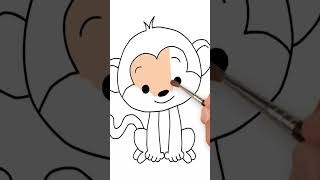Monkey Drawing, Painting and Colouring #painting #coloring #monkey #babymonkey #shorts