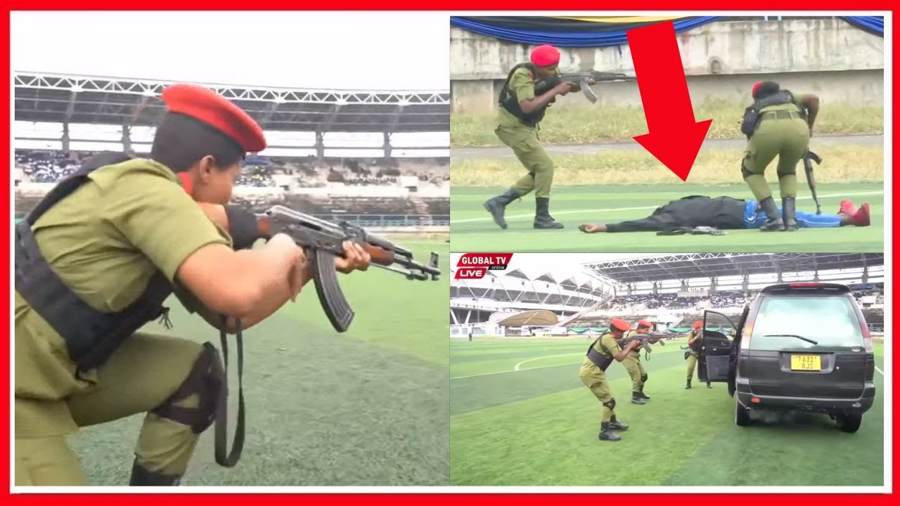 MAGAIDI WAMVAMIA MGENI RASMI, ASKARI WANAWAKE WAMUUA MMOJA, RISASI ZARINDIMA UWANJA wa UHURU...