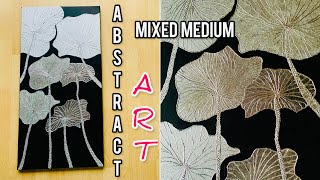 Abstract Art On Canvas | Simple Mixed Medium Art | Silver On Black Theme screenshot 5