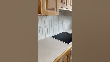 Kitchen Splashback done,pattern vertical stackbond ,#tiles #کاشی #subwaytiles #tiling