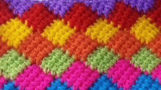 بطانيه بيبى/مفرش مربعات بالكروشيه التونسى How to make Tunisian crochet squares