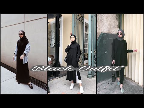 Black Outfit !! Inspirasi outfit wanita hijab warna hitam