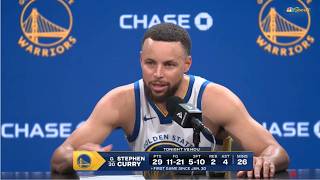 Steph Curry postgame Interview talk about 29 points in his return Warriors fall to Rockets 117-116