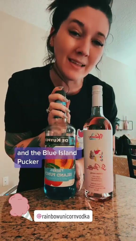 Quick and Easy Cocktail: Blue Island Cotton Candy Tini!!!! - YouTube