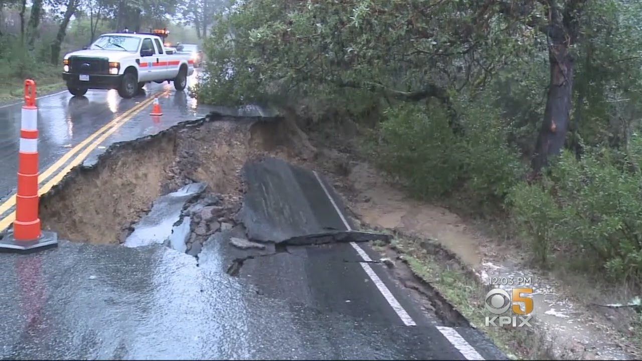 Mudslide, Sinkhole Close Section Of Highway 35 On Peninsula - YouTube