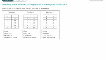 Identifying Linear Quadratic and Exponential Functions given ordered pairs