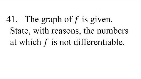 41. The graph of f is given. State, with reasons, the numbers at which f is not differentiable.