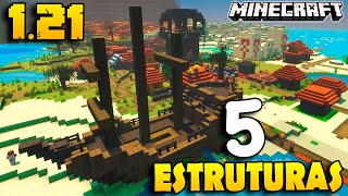 MINECRAFT 1.21 - 5 GERAÇÕES DE ESTRUTURAS NO PONTO DE INÍCIO DO MUNDO