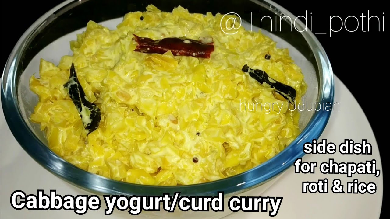 Cabbage yogurt/curd curry cabbage curd recipe side dish for chapati