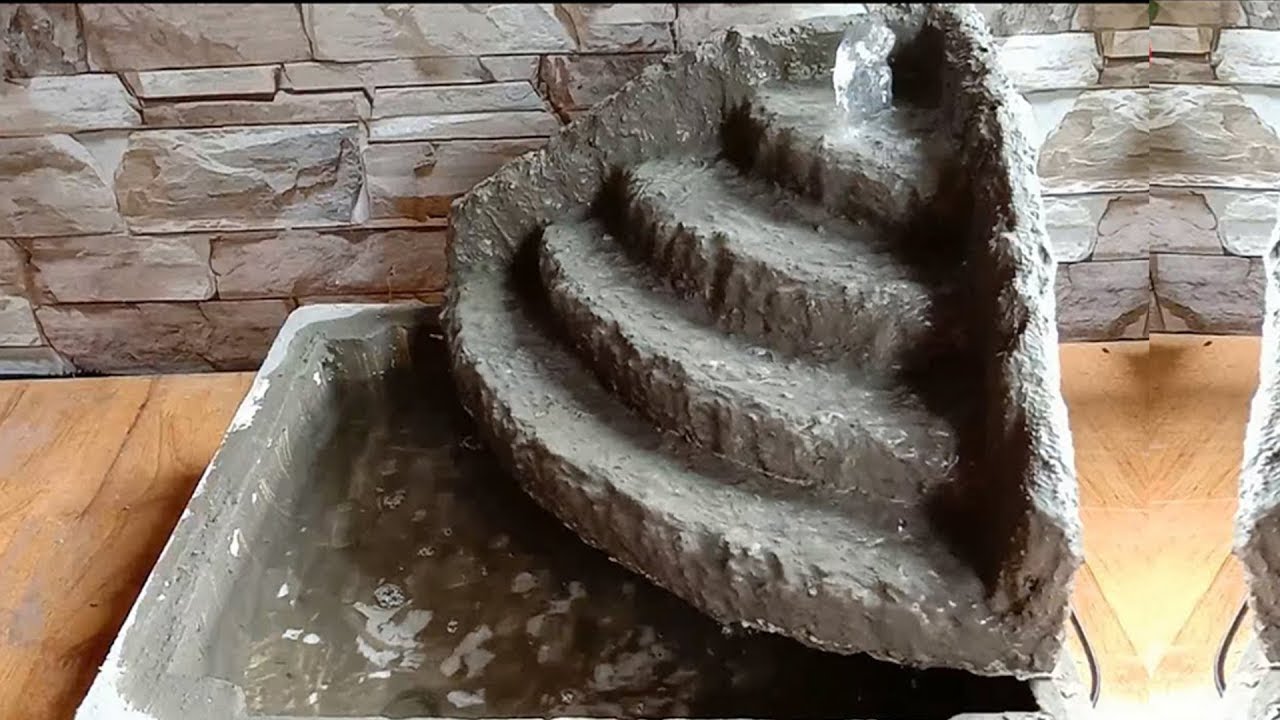 How to make very beautiful cement waterfall fountain | DIY - YouTube