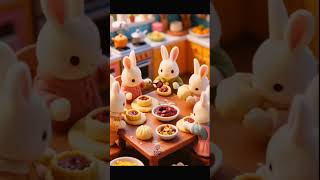 A Whole Team Of Bunnies Making Mooncakes Together