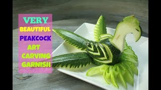 How To Make Zucchini Peakcock Swan Cucumber Flower Vegetable and Fruit Carving Garnish