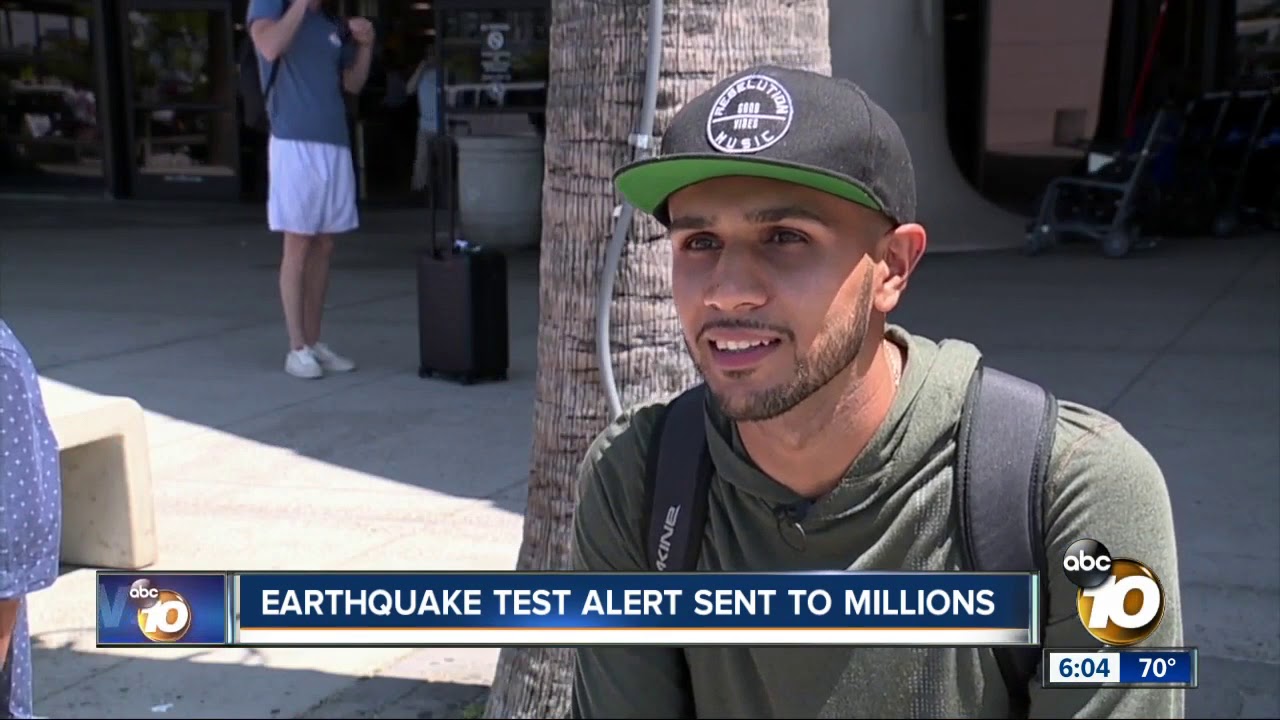 Earthquake test alert sent to millions in San Diego