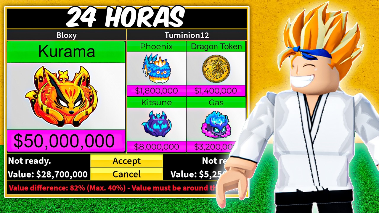 Tradeando Frutas PERMANENTE por 24 Horas (Blox Fruits)