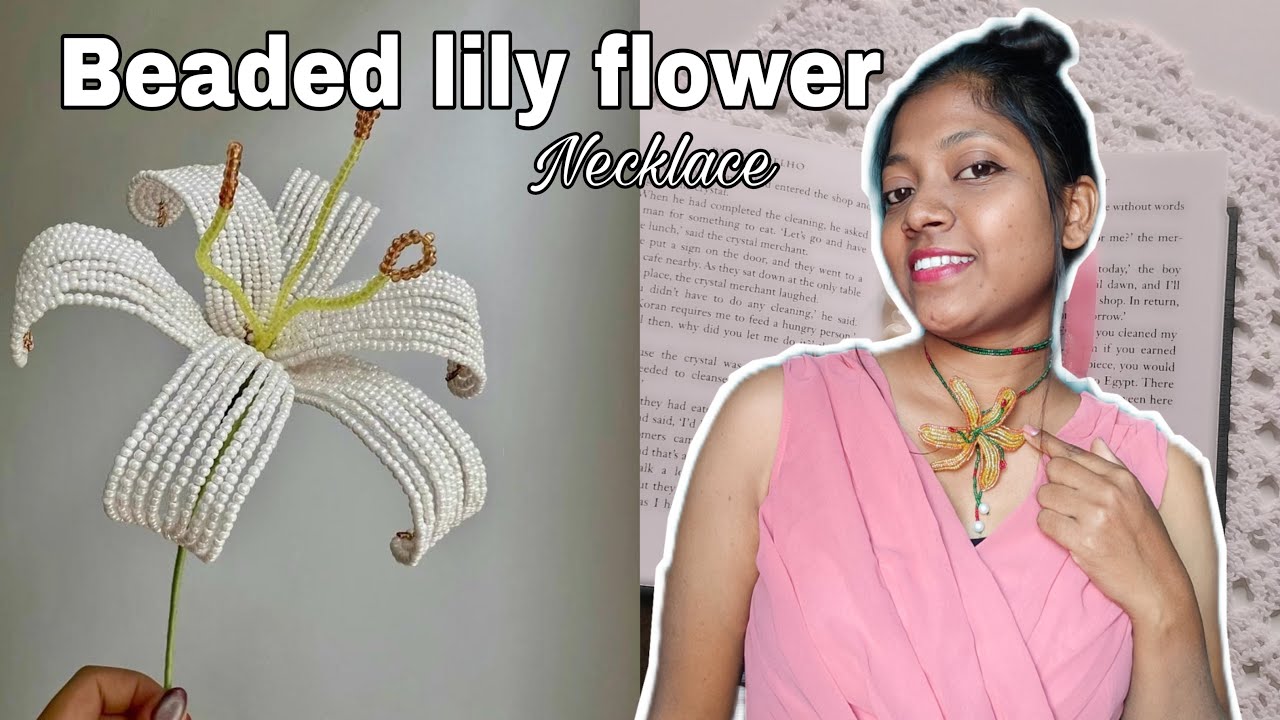 I made Viral Beaded Lily flower Necklace // DIY Beads Necklace