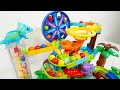 Satisfying Building Block coaster ☆ Marble Run ASMR Ferris wheel ,Spiral elevator, funny dinosaurs