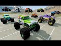 BeamNG Grave Digger Monster Jam Racing Freestyle and High Speed Jumps and Crashes