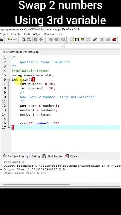 #swap 2 number using 3rd variable in C/Cpp | Swap 2 numbers in C++ | # ...