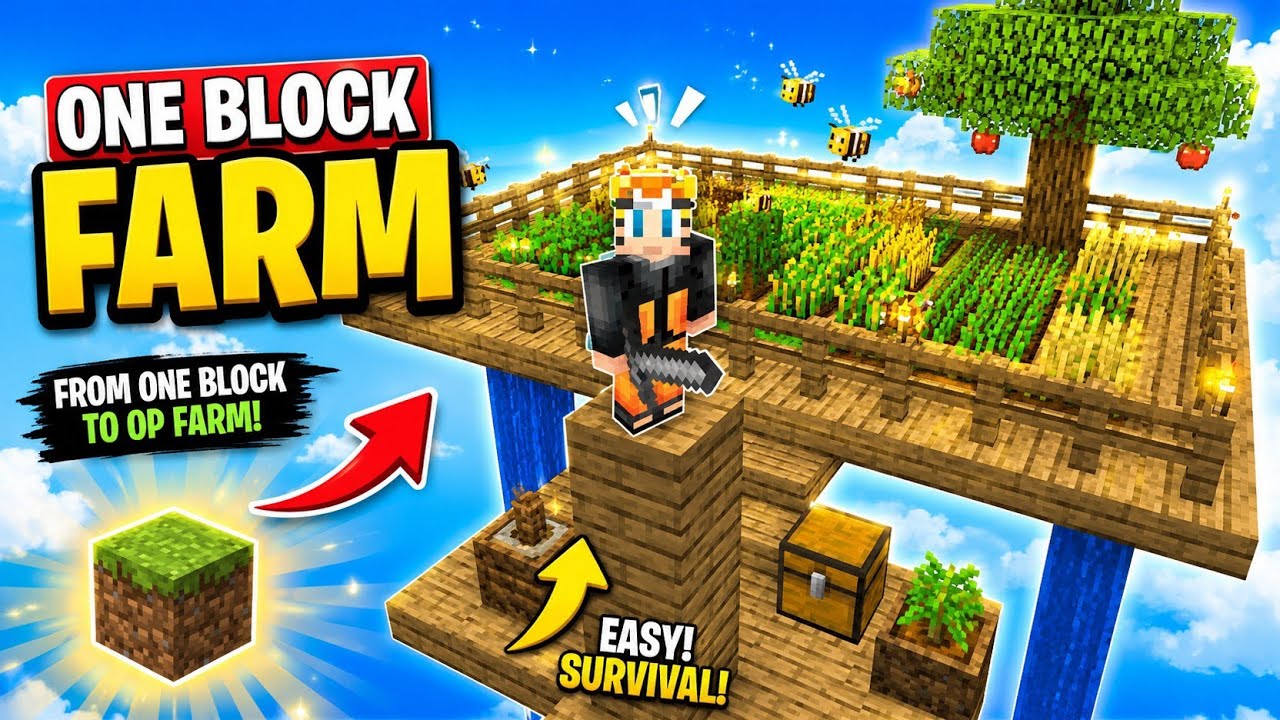 I Built an INSANE Farm in One Block Minecraft - YouTube