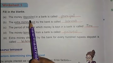 Simple interest | #class5 |#dav | #cbse |#simpleinterest | WORKSHEET -1| unit-13|