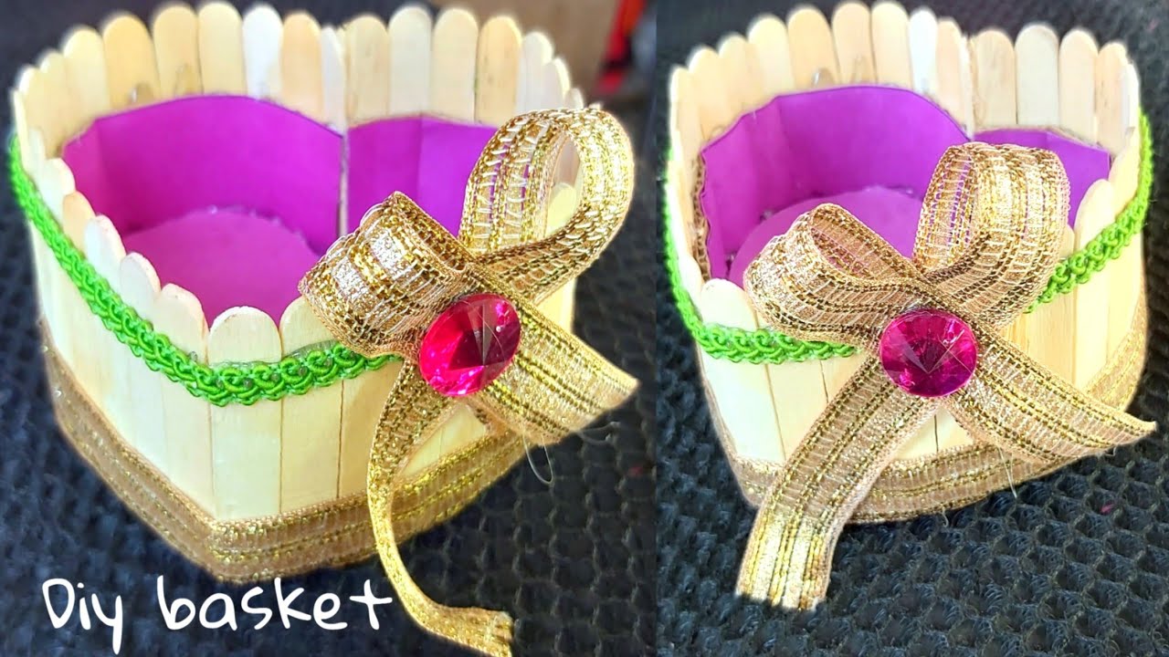 Basket With Popsicle Stick / Basket / How To Make Basket / Icecream