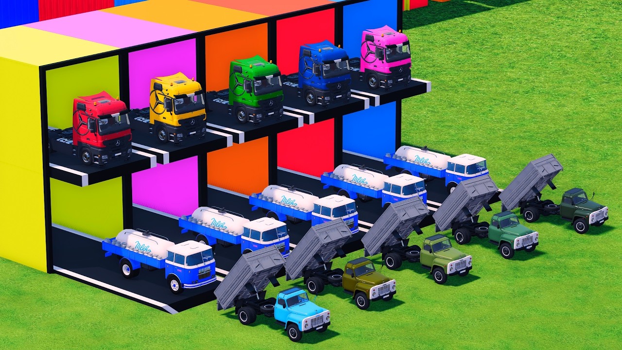 TRANSPORTING BUS, POLICE CARS, DUMP TRUCK, BOX TRUCK, FIRE TRUCK WITH SCANIA TRUCK - FS22 #31